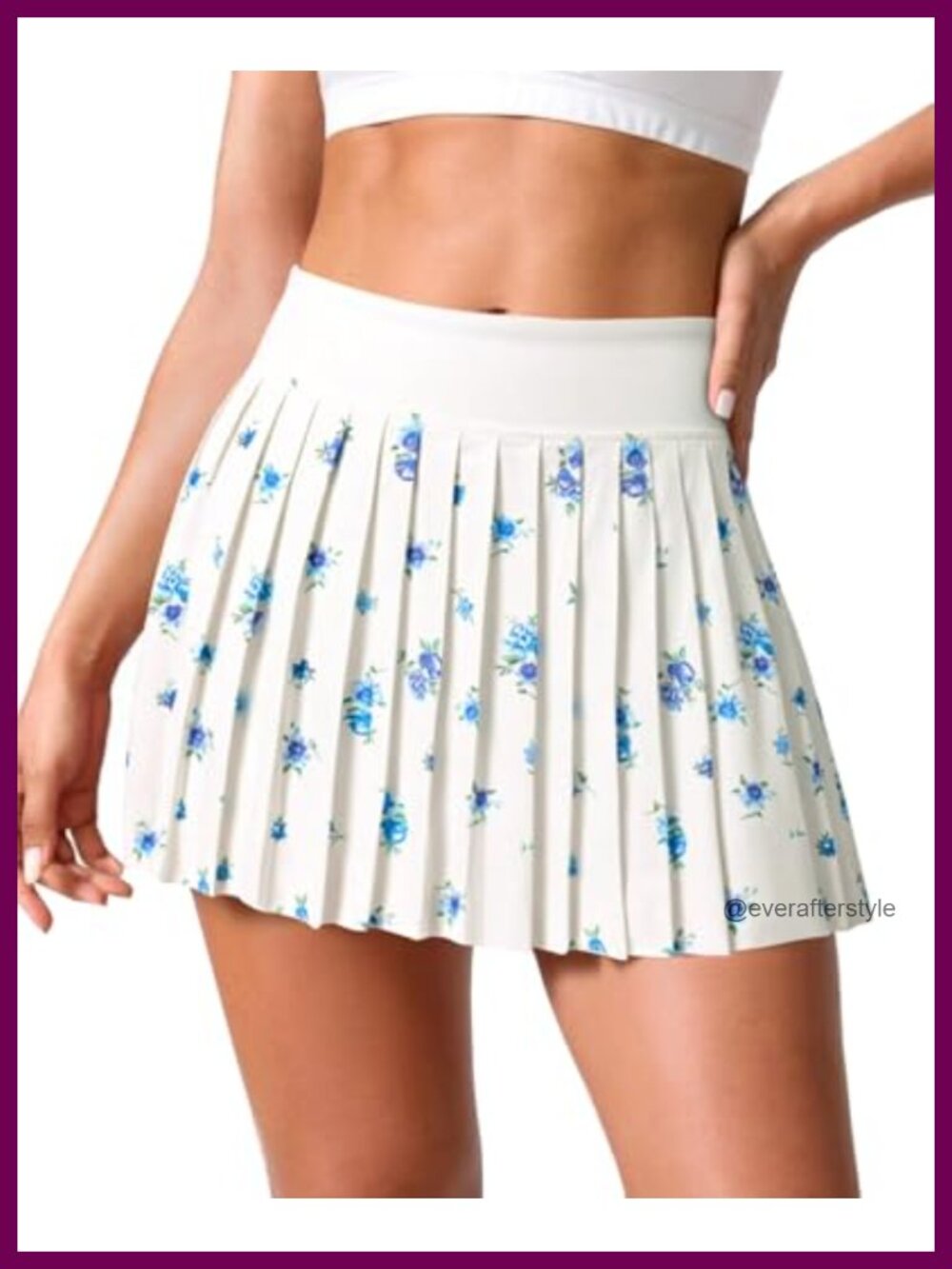 Fisoew Womens Floral Pleated Tennis Skirt High Waist Athletic Skorts Pocket
